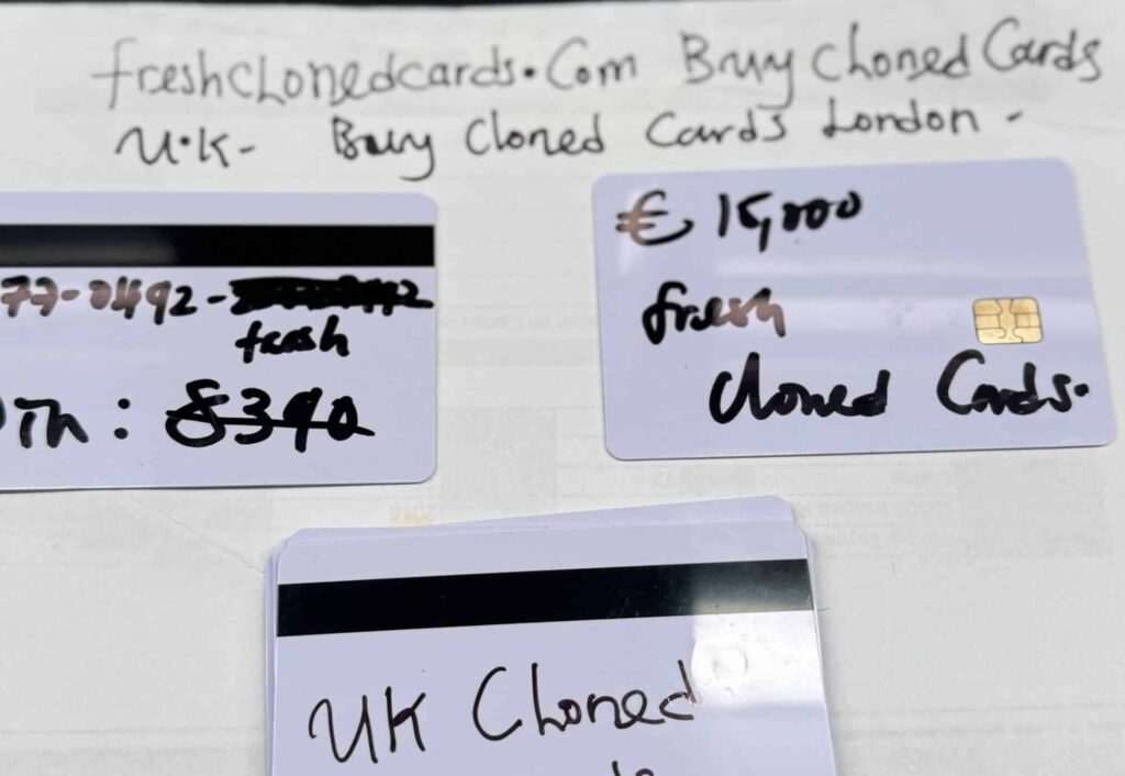 Stack of cloned credit cards with high daily limits up to £25,000 for sale in London, UK